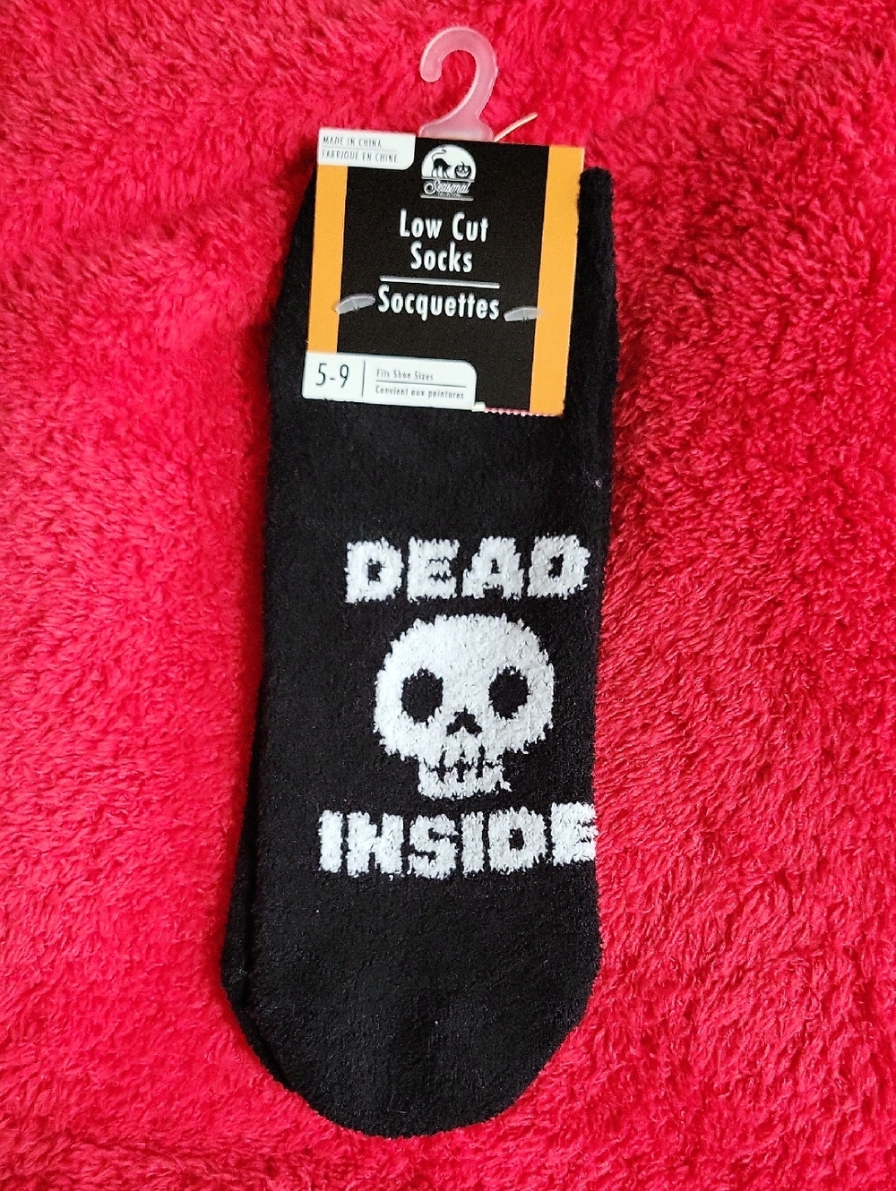 Low Cut 'Dead Inside' Skull Socks - Black and White